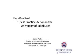 Best Practice Action in the University of Edinburgh