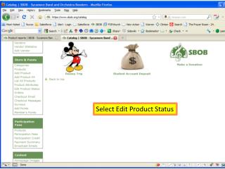 Select Edit Product Status