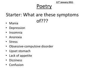 Starter: What are these symptoms of???