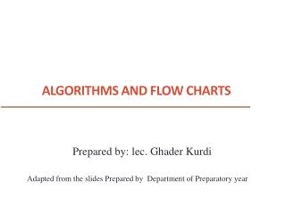 Algorithms and flow charts