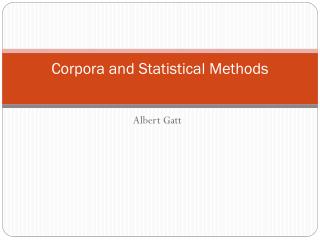 Corpora and Statistical Methods
