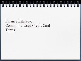 Commonly used credit cared terms