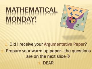 Mathematical Monday!