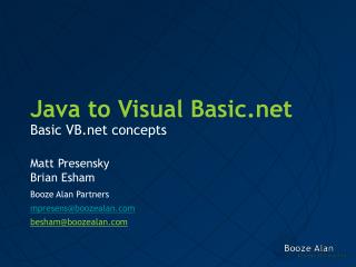Java to Visual Basic