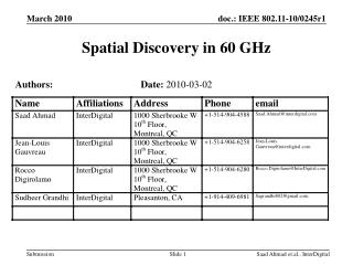 Spatial Discovery in 60 GHz