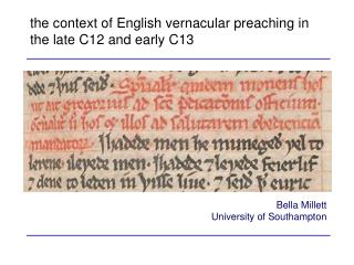 the context of English vernacular preaching in the late C12 and early C13