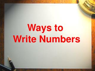 Ways to Write Numbers