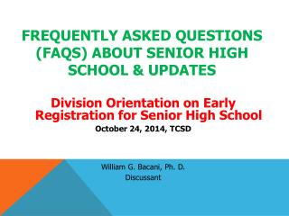 frequently asked questions ( faqs ) about senior high school &amp; updates