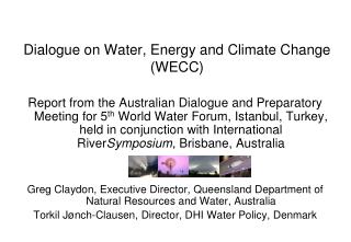 Dialogue on Water, Energy and Climate Change (WECC)