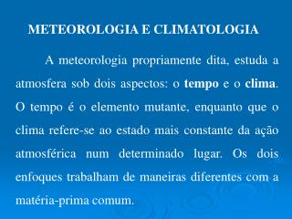 METEOROLOGIA E CLIMATOLOGIA