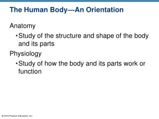 The Human Body—An Orientation