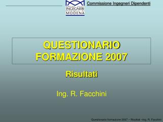 QUESTIONARIO FORMAZIONE 2007