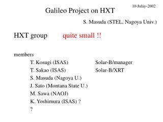 Galileo Project on HXT