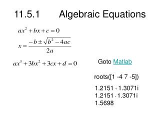 11.5.1 Algebraic Equations