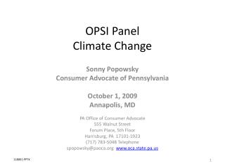 OPSI Panel Climate Change