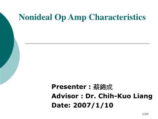 Nonideal Op Amp Characteristics