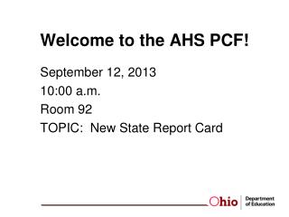 Welcome to the AHS PCF!