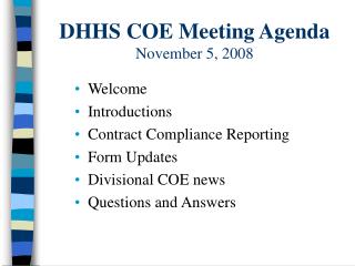 DHHS COE Meeting Agenda November 5, 2008