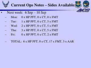 Current Ops Notes – Sides Available