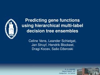 Predicting gene functions using hierarchical multi-label decision tree ensembles