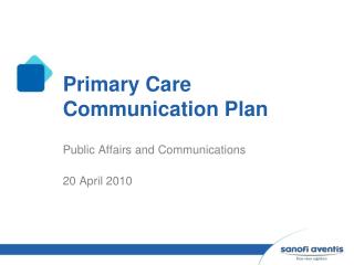 Primary Care Communication Plan