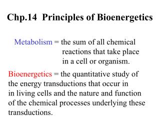 Chp.14 Principles of Bioenergetics