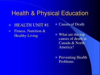Health &amp; Physical Education