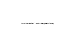 DUE DILIGENCE CHECKLIST (EXAMPLE)