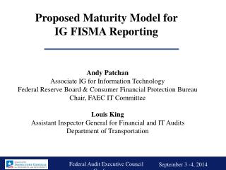 Proposed Maturity Model for IG FISMA Reporting