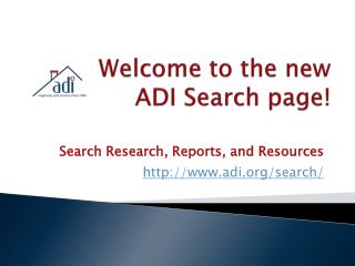 Welcome to the new ADI Search page!