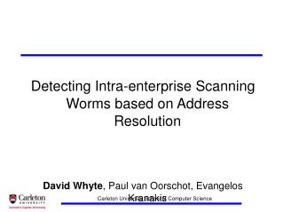 Detecting Intra-enterprise Scanning Worms based on Address Resolution