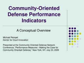 Community-Oriented Defense Performance Indicators