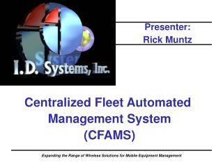 Centralized Fleet Automated Management System (CFAMS)