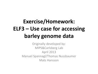 Exercise/Homework: ELF3 – Use case for accessing barley genome data