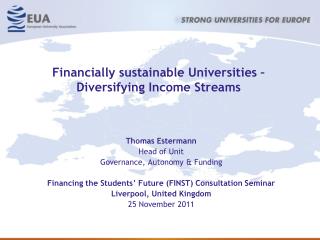 Financially sustainable Universities – Diversifying Income Streams