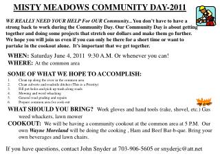MISTY MEADOWS COMMUNITY DAY-2011