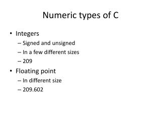 Numeric types of C