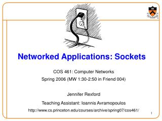 Networked Applications: Sockets