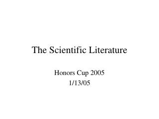 The Scientific Literature