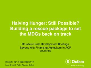 Halving Hunger: Still Possible? Building a rescue package to set the MDGs back on track