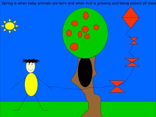 Spring is when baby animals are born and when fruit is growing and being picked off trees.