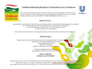 Praktikant Marketing Bouillons &amp; Würzmittel (m/w) in Heilbronn