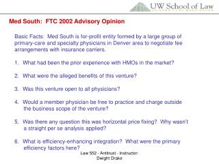 Med South: FTC 2002 Advisory Opinion