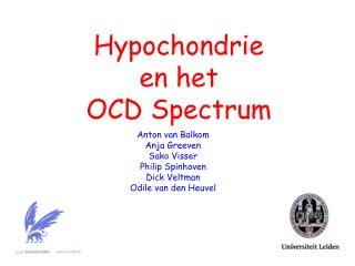 Hypochondrie en het OCD Spectrum