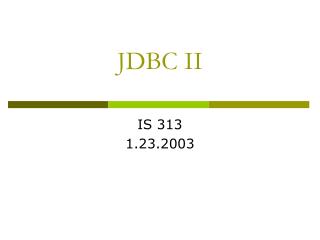 JDBC II