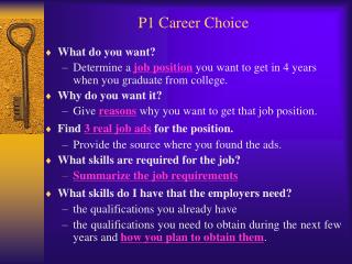 P1 Career Choice