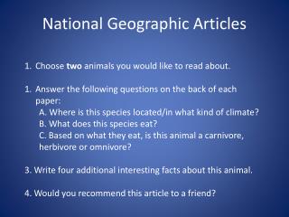 National Geographic Articles