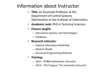 Information about Instructor