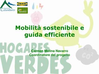 Mobilità sostenibile e guida efficiente C armen Molina Navarro Coord inatore de l prog etto