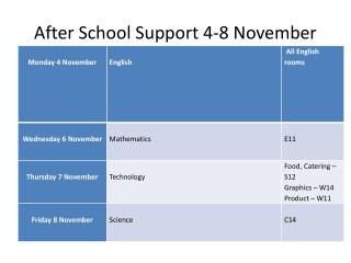 After School Support 4-8 November